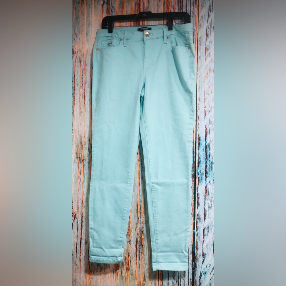 NWT! NINE West Gramercy Light Teal Blue Skinny Ankle Jeans Women’s Size 10.